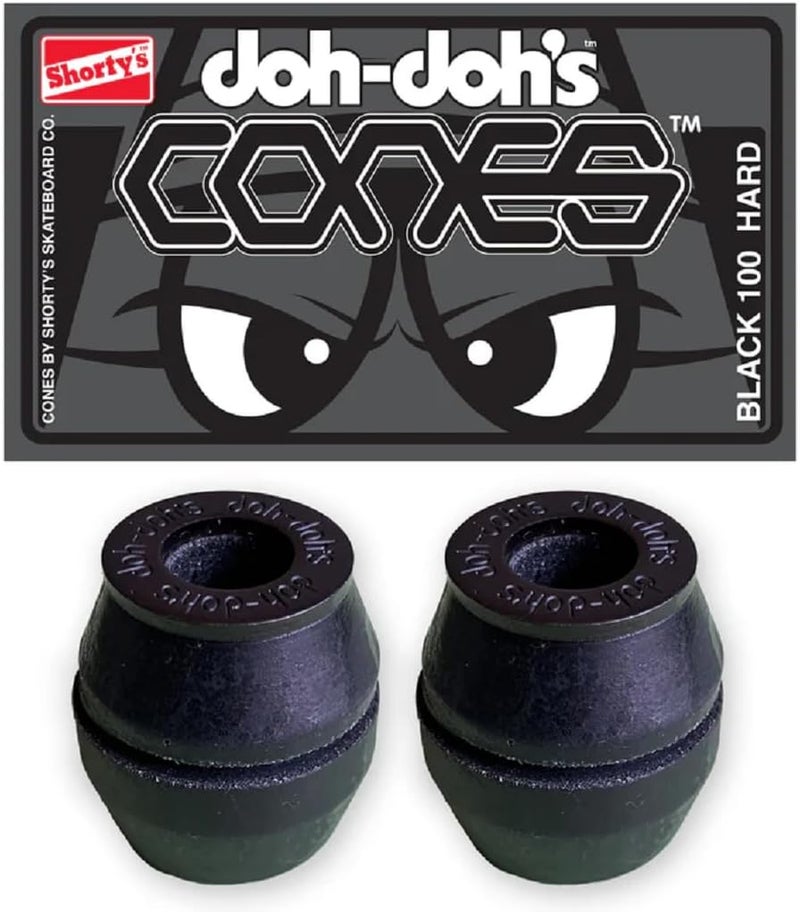 Kata Skateboarding Skateboard Bushings Doh Doh's Cones with Washers Black 100A Hard
